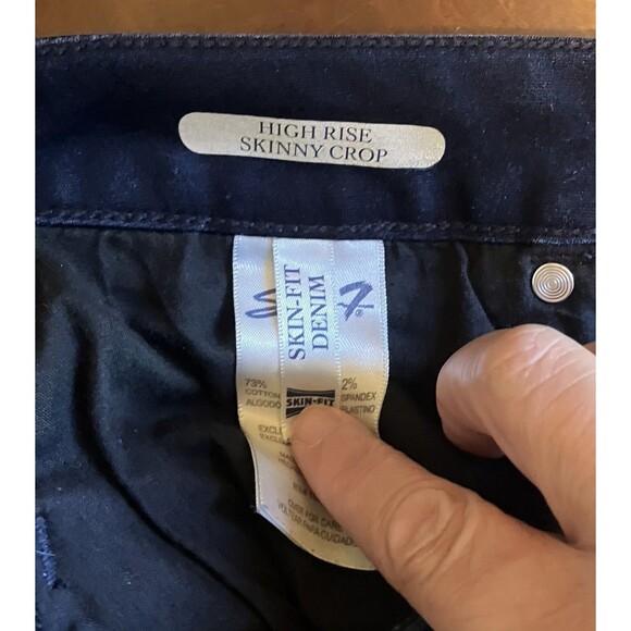 Seven7 Jeans Women's Size 14 Blue High Rise Skinny Crop Denim Ankle Dark Wash - Picture 15 of 16